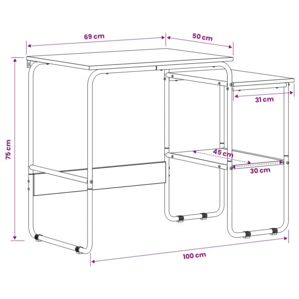 vidaXL Stôl s úložným priestorom Dub artisan 100 x 50 x 75 cm – Obrázok 8