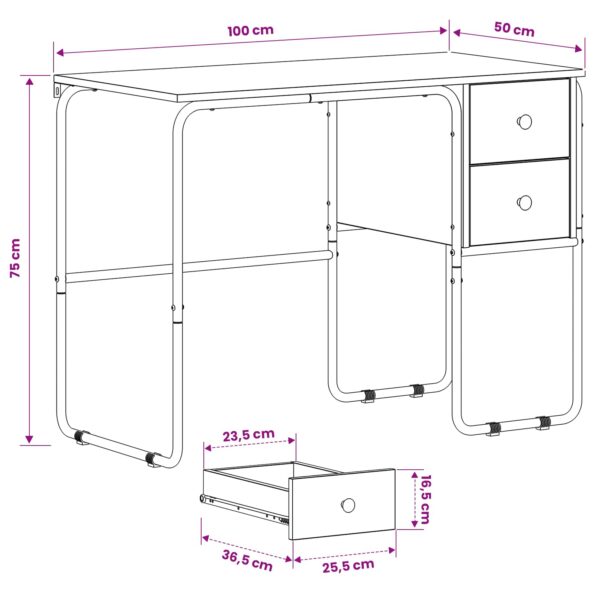 vidaXL Stôl s úložným priestorom Dymový dub 100 x 50 x 75 cm – Obrázok 9