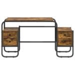 vidaXL Stôl s úložným priestorom Dymový dub 145 x 50 x 75 cm – Obrázok 4