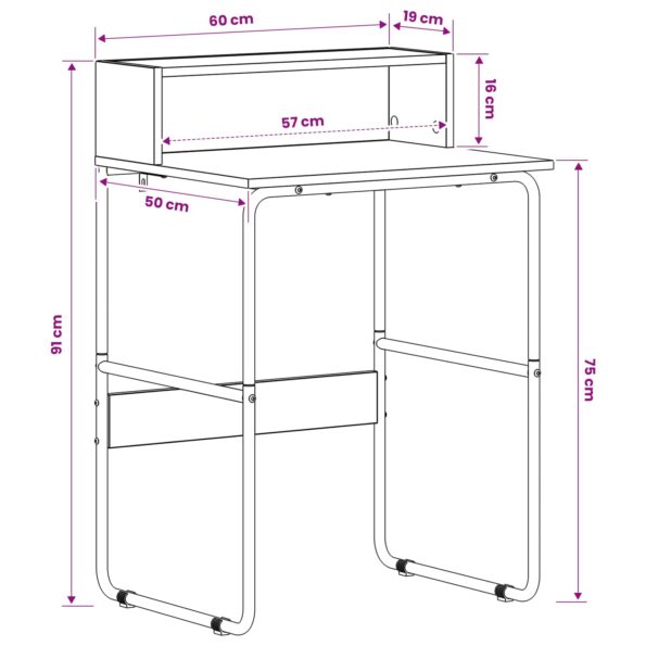 vidaXL Stôl s úložným priestorom Dymový dub 60 x 50 x 91 cm – Obrázok 8