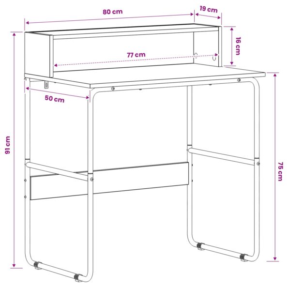vidaXL Stôl s úložným priestorom Dub artisan 80 x 50 x 91 cm – Obrázok 8