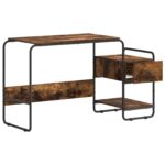 vidaXL Stôl s úložným priestorom Dymový dub 131.5 x 50 x 75.5 cm – Obrázok 3
