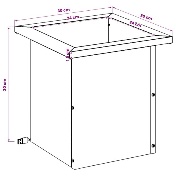 vidaXL Záhradný kvetináč s LED Olivovo zelená 30 x 30 x 30 cm Oceľ – Obrázok 12