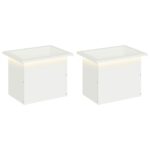 vidaXL Záhradný kvetináč s LED 2 ks Biela 30 x 40 x 30 cm Oceľ – Obrázok 2
