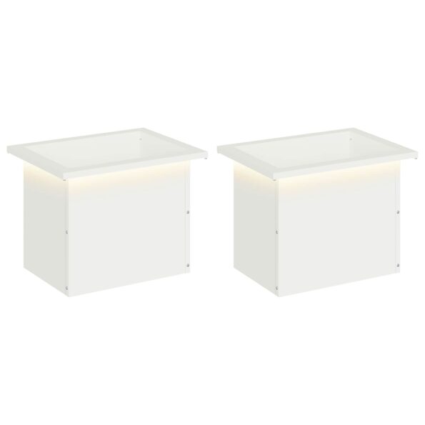 vidaXL Záhradný kvetináč s LED 2 ks Biela 30 x 40 x 30 cm Oceľ – Obrázok 2