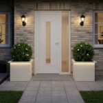 vidaXL Záhradný kvetináč s LED 2 ks Biela 30 x 40 x 30 cm Oceľ – Obrázok 3