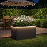 vidaXL Záhradný kvetináč s LED Čierna 40 x 80 x 40 cm Oceľ
