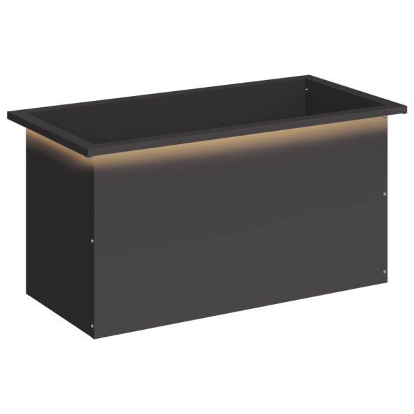 vidaXL Záhradný kvetináč s LED Čierna 40 x 80 x 40 cm Oceľ – Obrázok 2