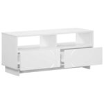 vidaXL TV stolík 90 x 34.5 x 40 cm Biela Kompozitné drevo – Obrázok 3