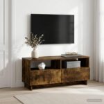 vidaXL TV stolík 90 x 34.5 x 40 cm Dymový dub Kompozitné drevo