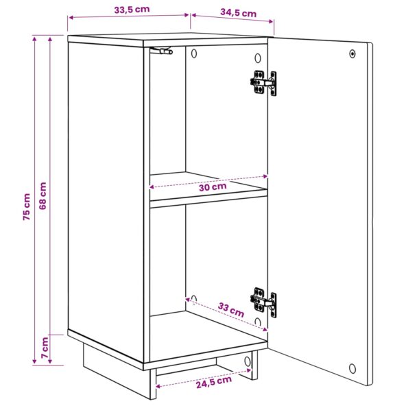 vidaXL Príborník Sivý Sonoma 33,5 x 34,5 x 75 cm Kompozitné drevo – Obrázok 10