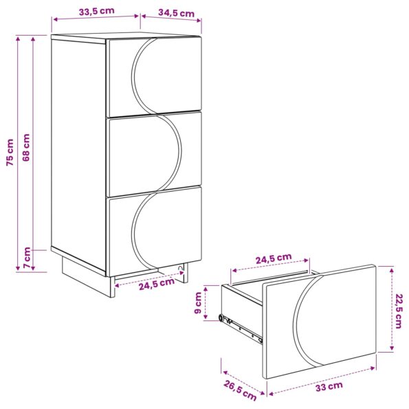 vidaXL Komoda Čierna 33.5 x 34.5 x 75 cm Kompozitné drevo – Obrázok 10