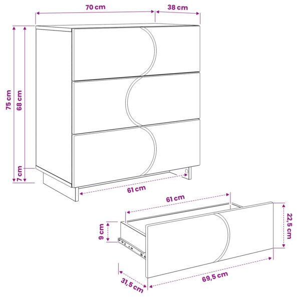vidaXL Príborník Sivý Sonoma 70 x 38 x 75 cm Spracované drevo – Obrázok 10