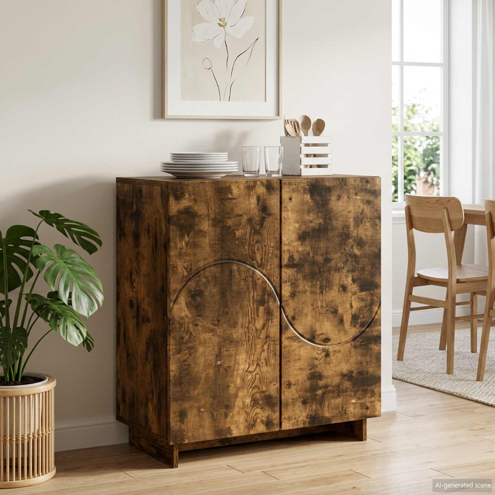 8011536_1.jpg vidaXL Komoda Dymový dub 67 x 34,5 x 75 cm Spracované drevo – Obrázok 1