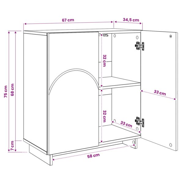vidaXL Komoda Dymový dub 67 x 34,5 x 75 cm Spracované drevo – Obrázok 9