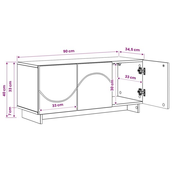 vidaXL TV stolík 90 x 34.5 x 40 cm Dymový dub Spracované drevo – Obrázok 10