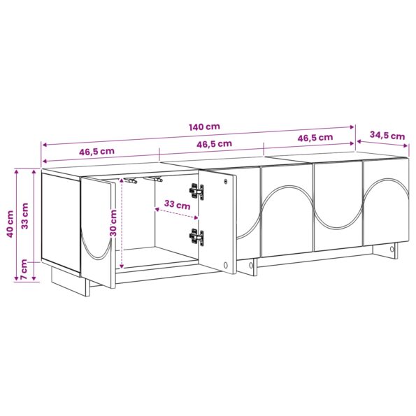 vidaXL TV stolík 140 x 34.5 x 40 cm Dub artisan Spracované drevo – Obrázok 9