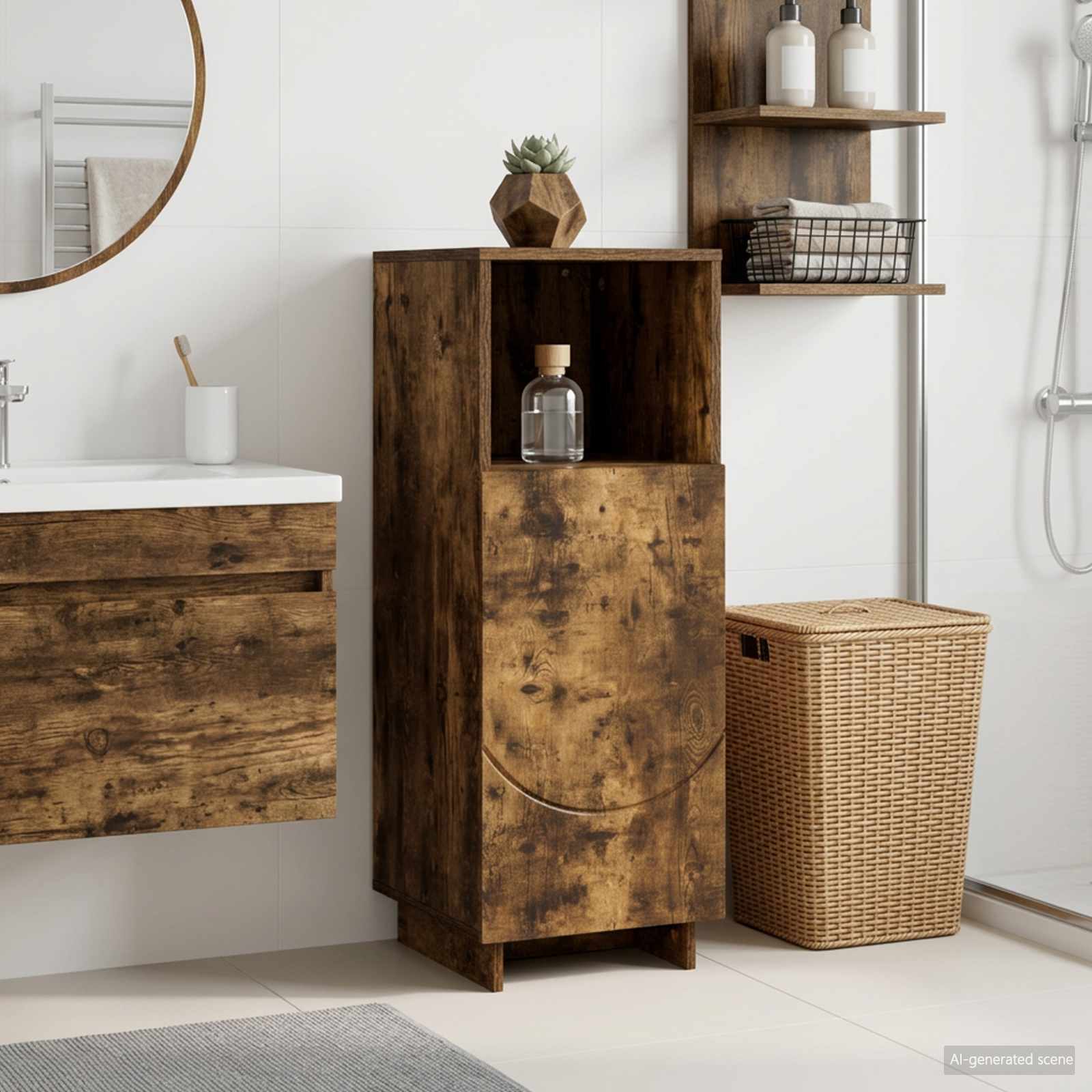 8011608_1.jpg vidaXL Kúpeľňová skrinka Dymový dub 36,5 x 38 x 95 cm Spracované drevo – Obrázok 1