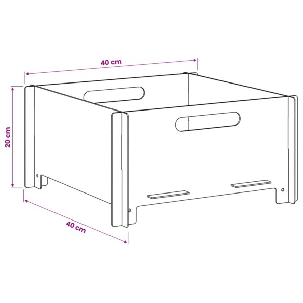 vidaXL Ohnisko Čierna 40 x 40 x 20 cm Oceľ – Obrázok 8