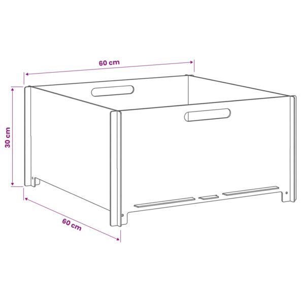 vidaXL Ohnisko Čierna 60 x 60 x 30 cm Oceľ – Obrázok 6