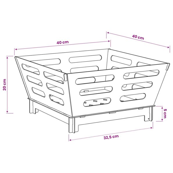 vidaXL Ohnisko Hrdzavý 40 x 40 x 20 cm Poveternostne odolná oceľ – Obrázok 8