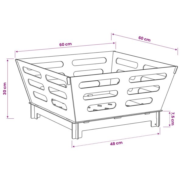 vidaXL Ohnisko Hrdzavý 60 x 60 x 30 cm Poveternostne odolná oceľ – Obrázok 8