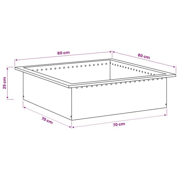 vidaXL Krúžok na ohnisko Čierna 80 x 80 x 25 cm Oceľ – Obrázok 6