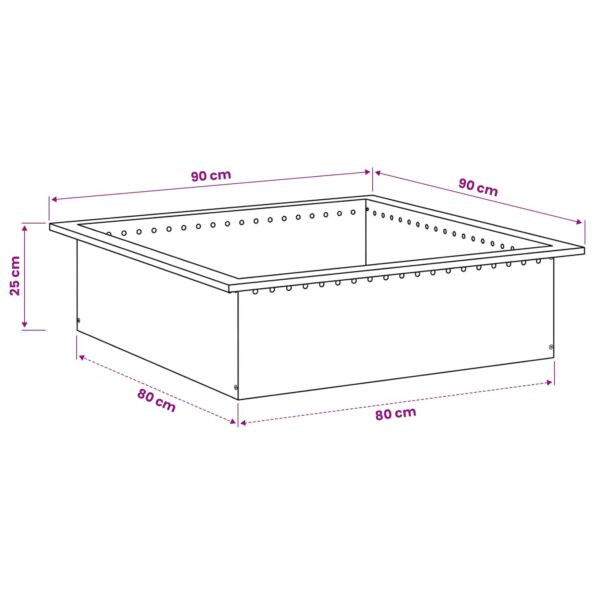 vidaXL Krúžok na ohnisko Čierna 90 x 90 x 25 cm Oceľ – Obrázok 6