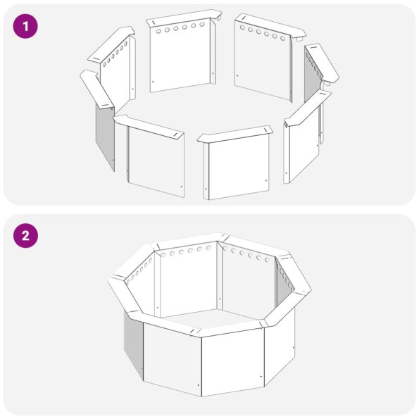 vidaXL Krúžok na ohnisko Čierna 60 x 60 x 25 cm Oceľ – Obrázok 5