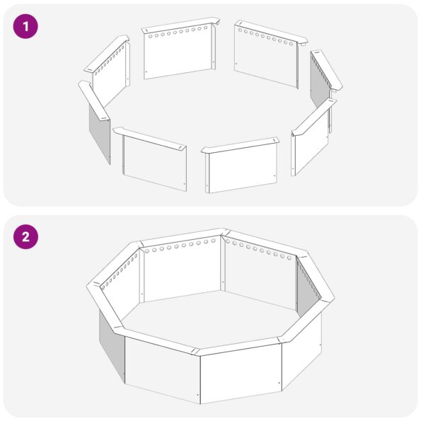 vidaXL Krúžok na ohnisko Čierna 80 x 80 x 25 cm Oceľ – Obrázok 5