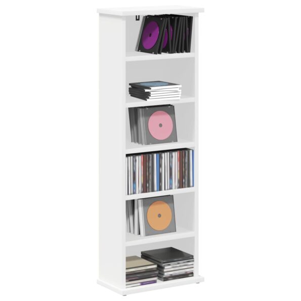 vidaXL CD Skrinka Biela 60 x 17 x 92 cm Kompozitné drevo – Obrázok 3