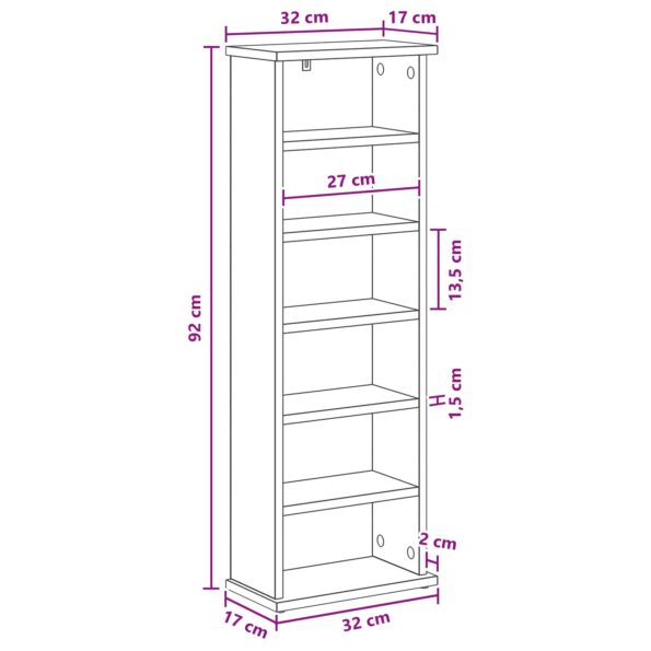 vidaXL CD Skrinka Dymový dub 60 x 17 x 92 cm Kompozitné drevo – Obrázok 9