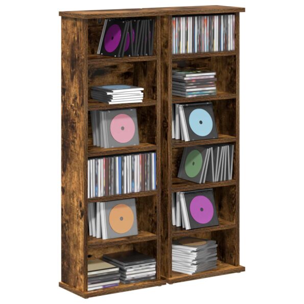 vidaXL CD Skrinka 2 ks Dymový dub 60 x 17 x 92 cm Kompozitné drevo – Obrázok 3