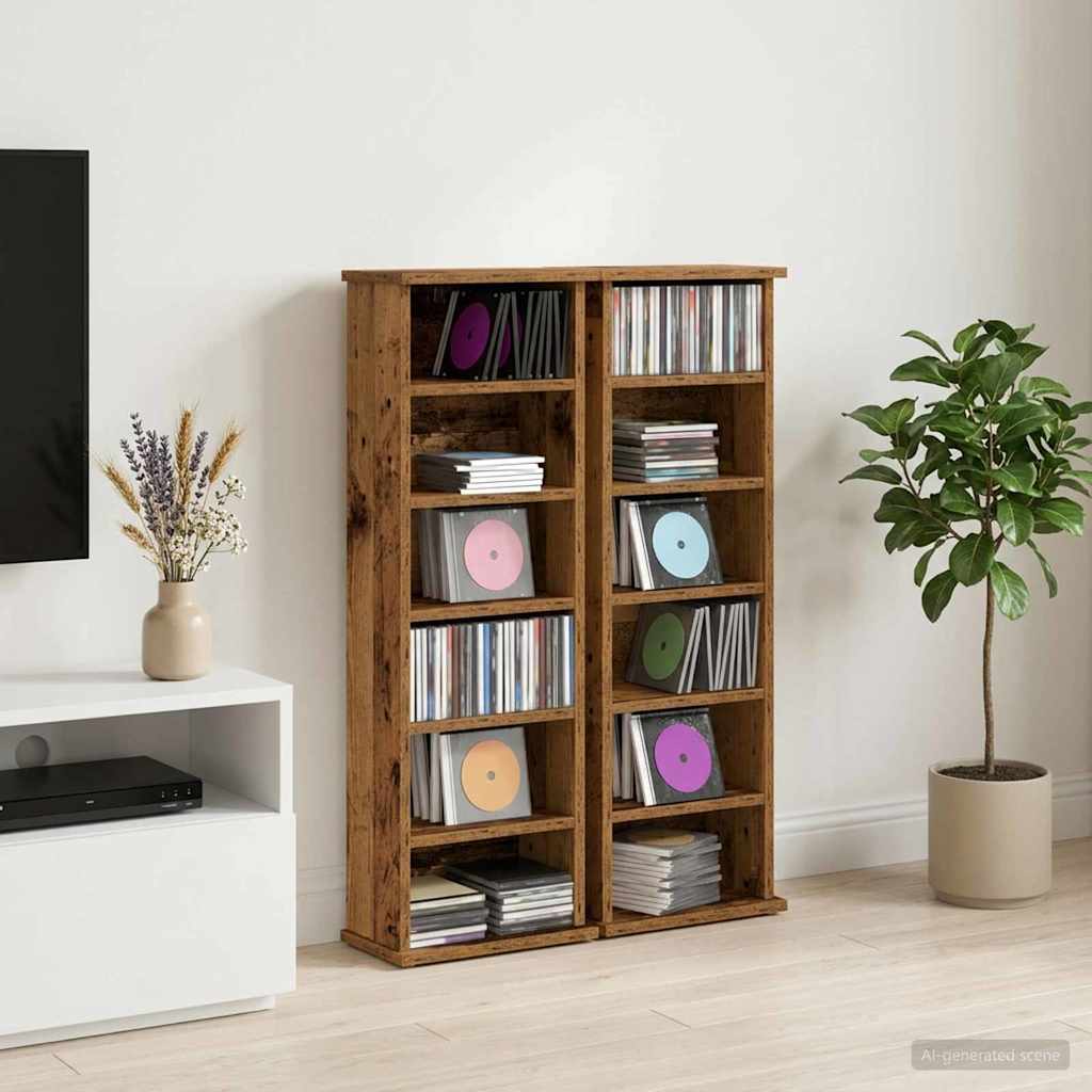 8012759_1.jpg vidaXL CD Skrinka 2 ks Staré drevo 60 x 17 x 92 cm Kompozitné drevo – Obrázok 1