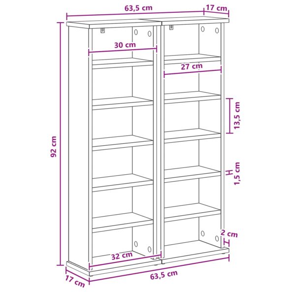 vidaXL CD Skrinka 2 ks Staré drevo 60 x 17 x 92 cm Kompozitné drevo – Obrázok 11