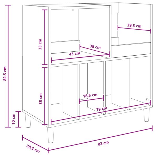 vidaXL Stojan na gramofón Dymový dub 82 x 39,5 x 82,5 cm – Obrázok 10