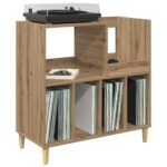 vidaXL Stojan na gramofón Dub artisan 82 x 39,5 x 82,5 cm – Obrázok 3