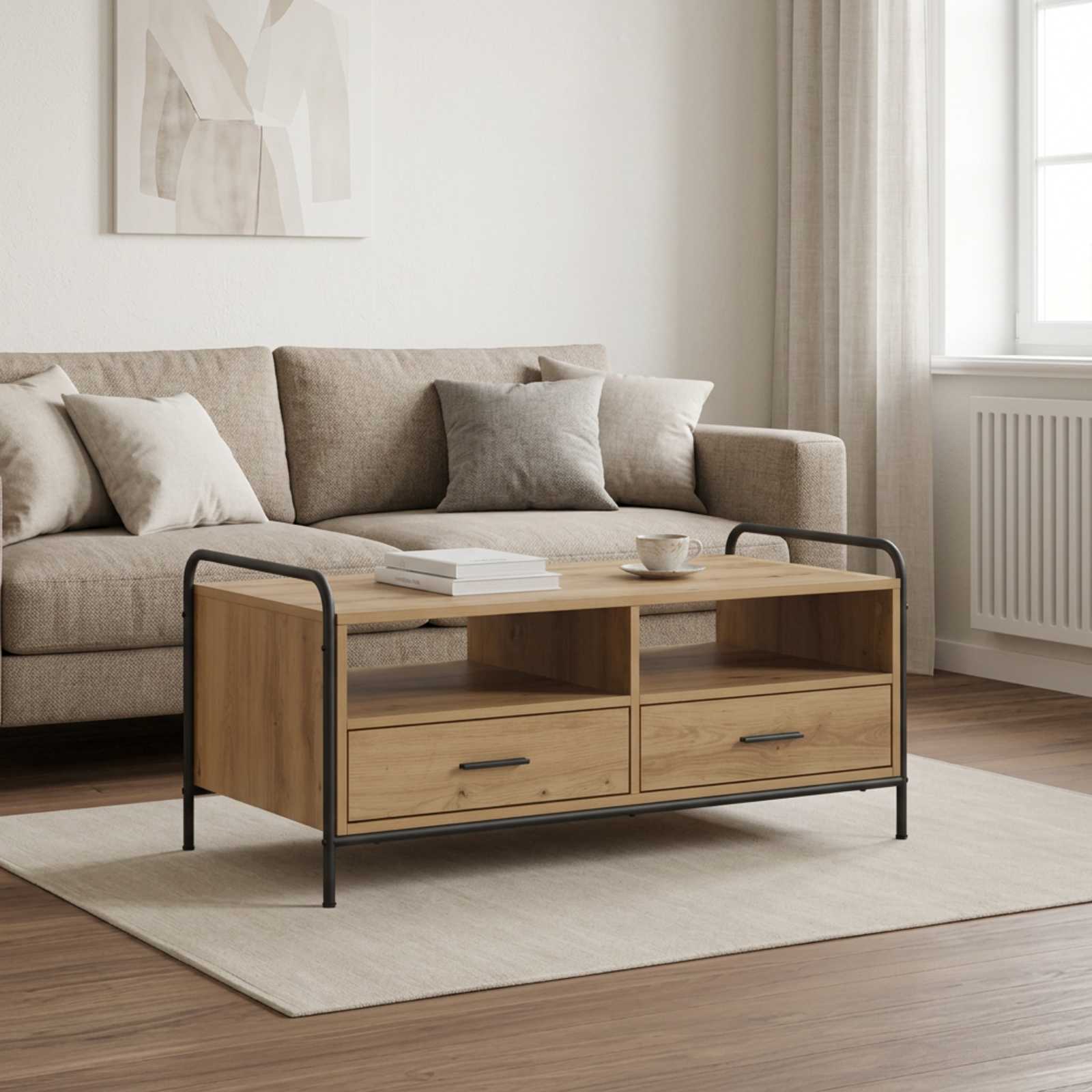8013619_1.jpg vidaXL Konferenčný stolík Dub artisan 99,5 x 49 x 46 cm – Obrázok 1