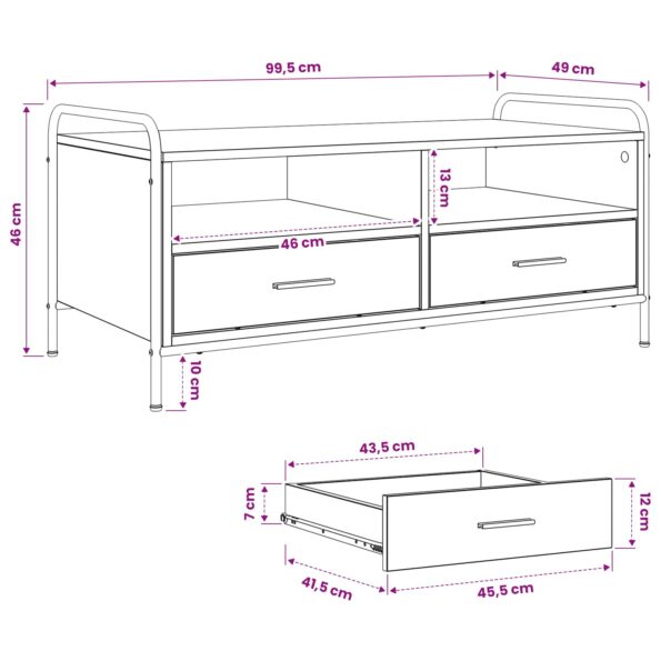 vidaXL Konferenčný stolík Dub artisan 99,5 x 49 x 46 cm – Obrázok 10