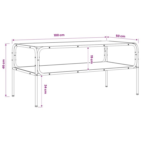 vidaXL Bočný stôl Dymový dub 100 x 50 x 46 cm Kompozitné drevo – Obrázok 7