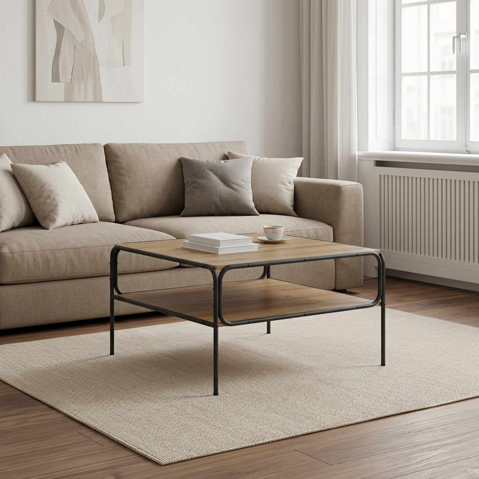 8013643_1.jpg vidaXL Bočný stôl Dub artisan 100 x 50 x 46 cm Kompozitné drevo – Obrázok 1