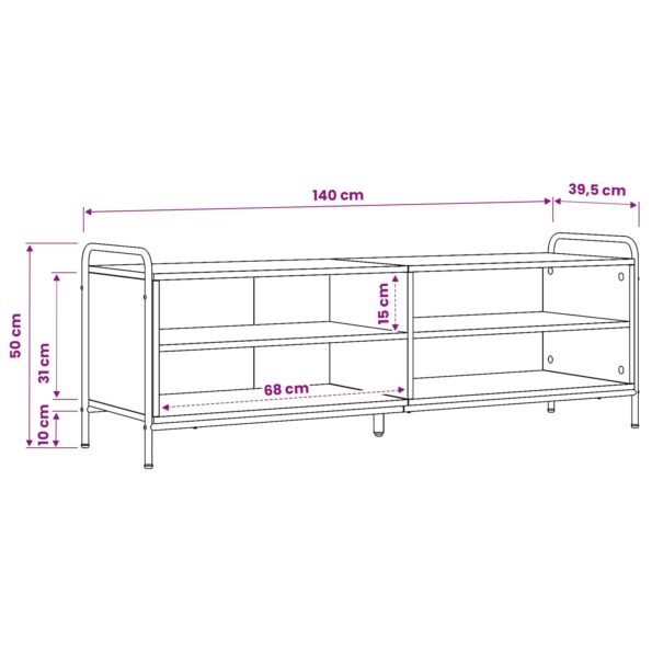 vidaXL TV skrinka 140 x 39,5 x 50 cm Dub artisan Kompozitné drevo – Obrázok 8