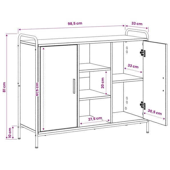 vidaXL Servírovacia skriňa Dub artisan 97 x 33 x 81 cm – Obrázok 9