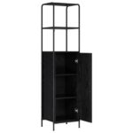 vidaXL Highboard Čierny dub 40 x 33 x 161 cm Kompozitné drevo – Obrázok 2
