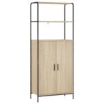 vidaXL Highboard Dub sonoma 40 x 33 x 161 cm Kompozitné drevo – Obrázok 2