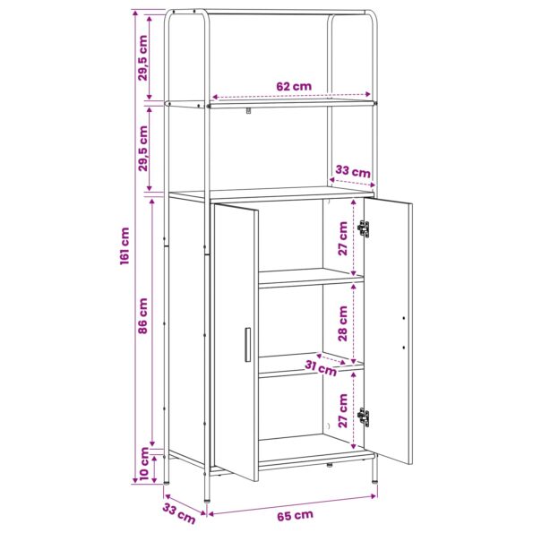 vidaXL Highboard Dub artisan 40 x 33 x 161 cm Kompozitné drevo – Obrázok 9