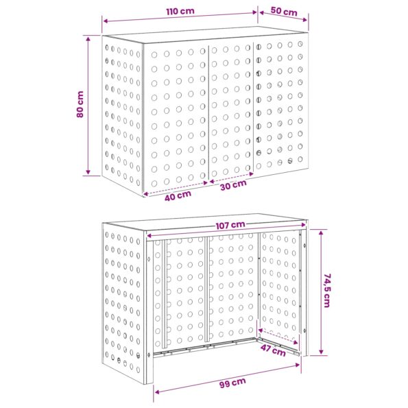 vidaXL Kryt na klimatizáciu Strieborná 110 x 50 x 80 cm – Obrázok 7