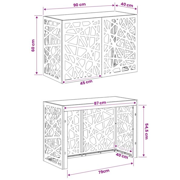 vidaXL Kryt na klimatizáciu Biela 90 x 40 x 60 cm Oceľ – Obrázok 7