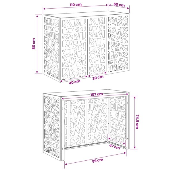 vidaXL Kryt na klimatizáciu Strieborná 110 x 50 x 80 cm – Obrázok 7