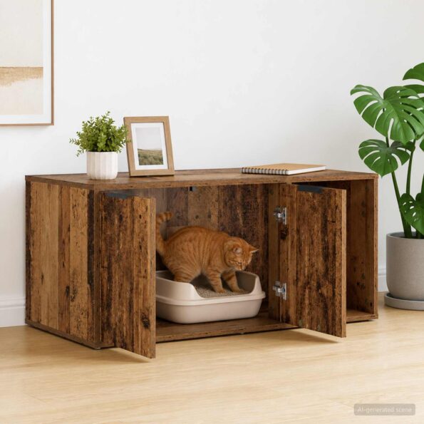 vidaXL Nábytok pre mačky Staré drevo 100 x 49 x 45 cm Kompozitné drevo – Obrázok 4